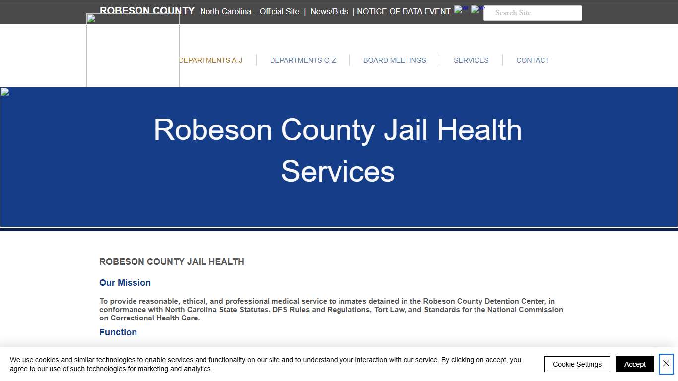 Robeson County Jail Health | Inmate Medical Services in NC | Robeson County Administration
